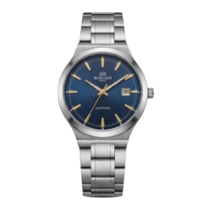 ROSCANI ROSW4559K8 BLUE DIAL 40MM DATE DISPLAY STAINLESS STEEL ANALOG MEN WATCH